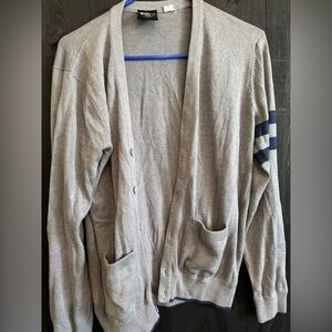 BDG Gray Cardigan with Navy Stripes